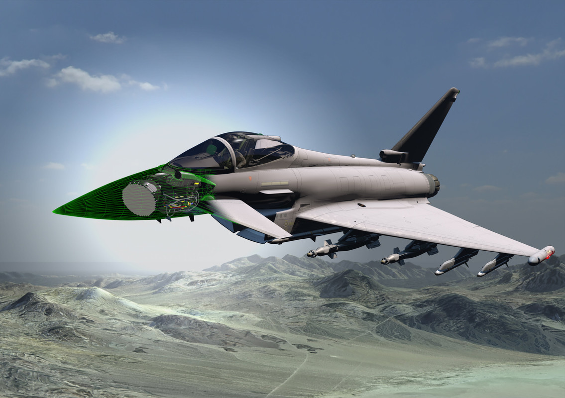 Illustration showing where the radar will sit in the nose of the Typhoon